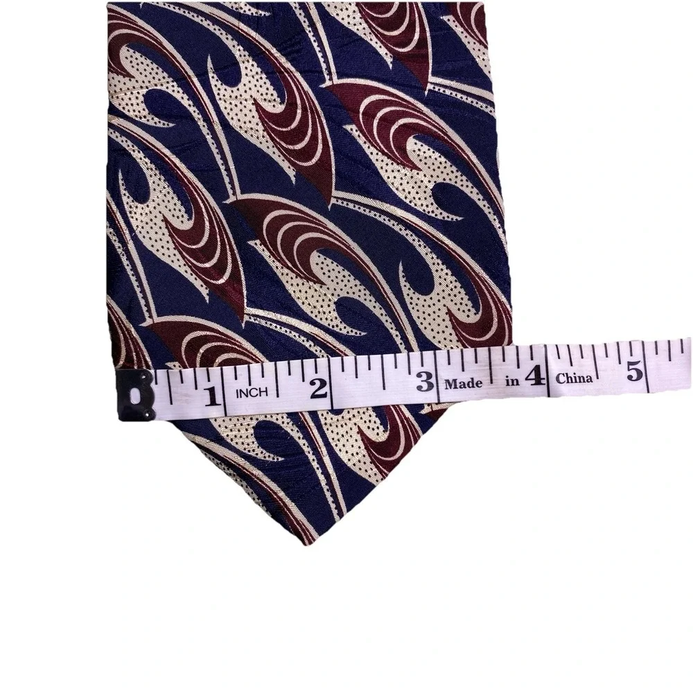 90s Abercrombie Fitch Tie 56.5x3.75 Silk Blue Red Cream Abstract USA Preppy